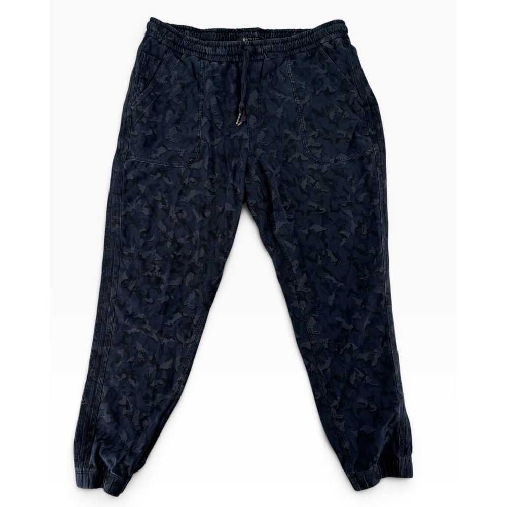 Athleta Farallon Jogger Women Size 16 Blue Camo Cotton Stretch Athleisure